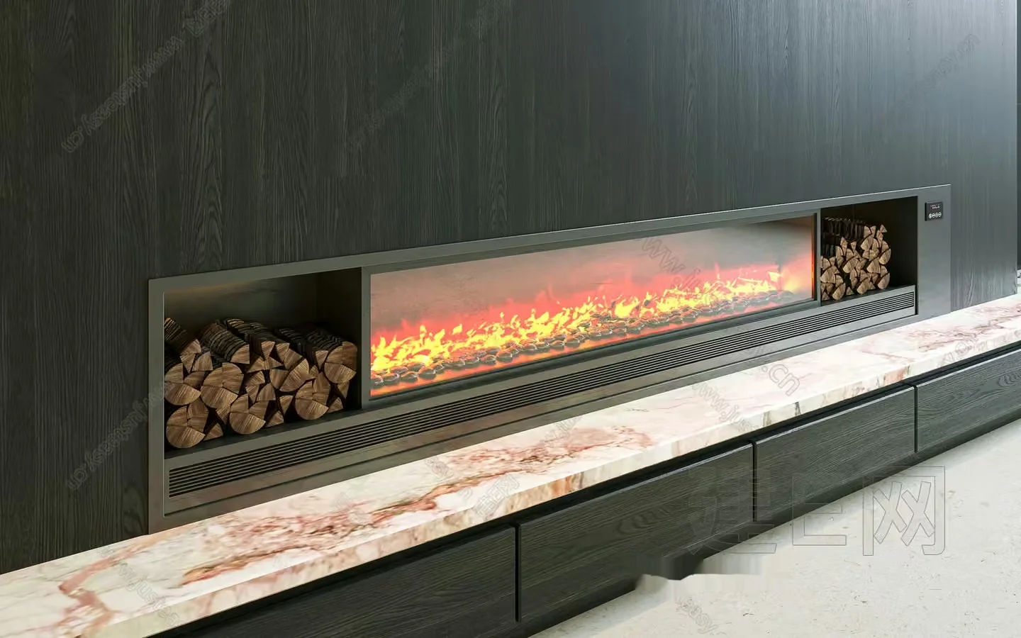Modern Electric Fireplace 3D Model – 16577 – VRAY Render