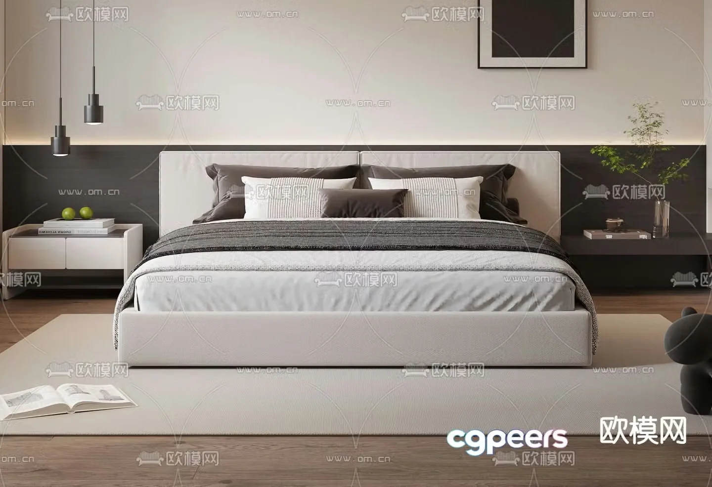 Modern double bed 3d model