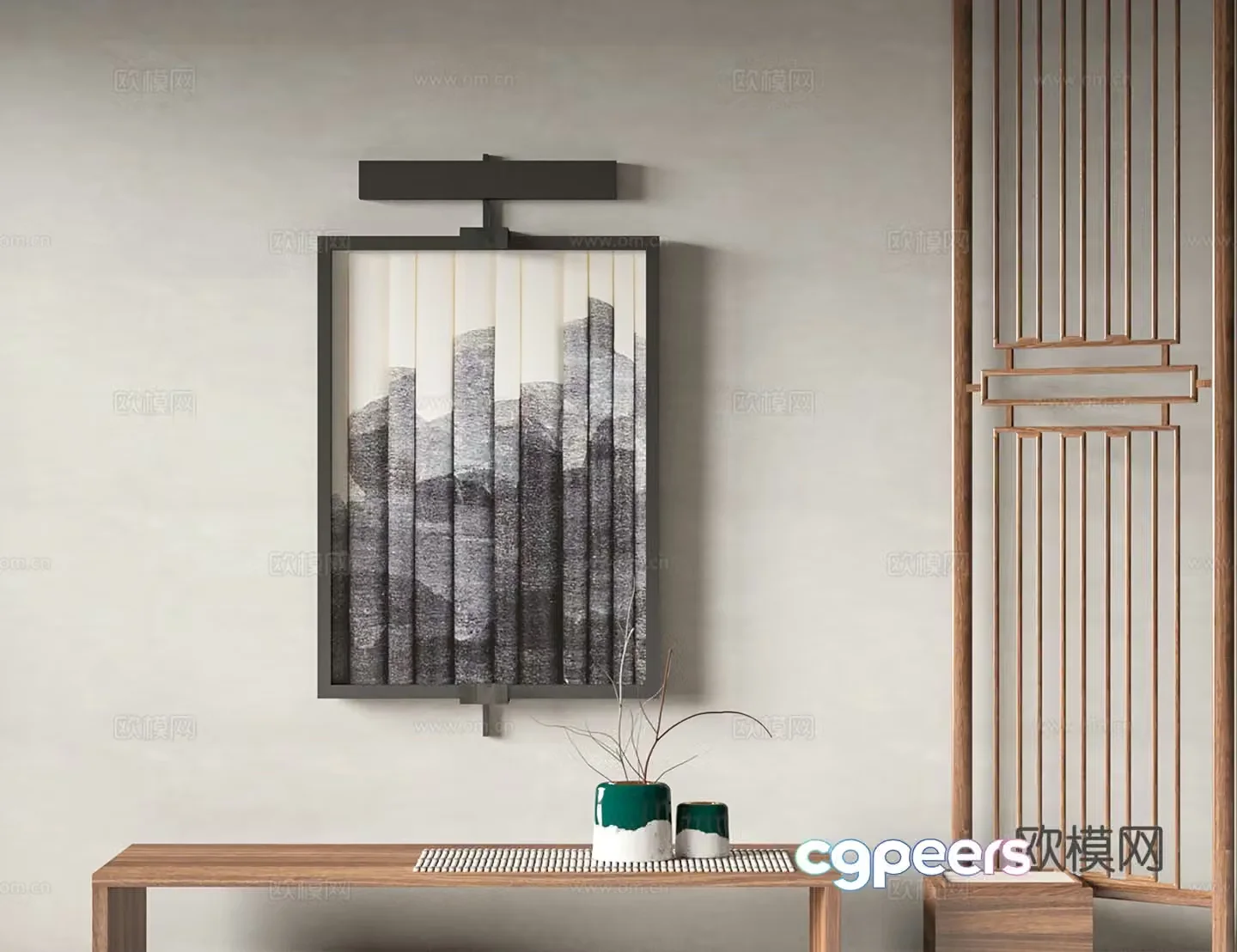 New Chinese texture painting decorative painting 3D model