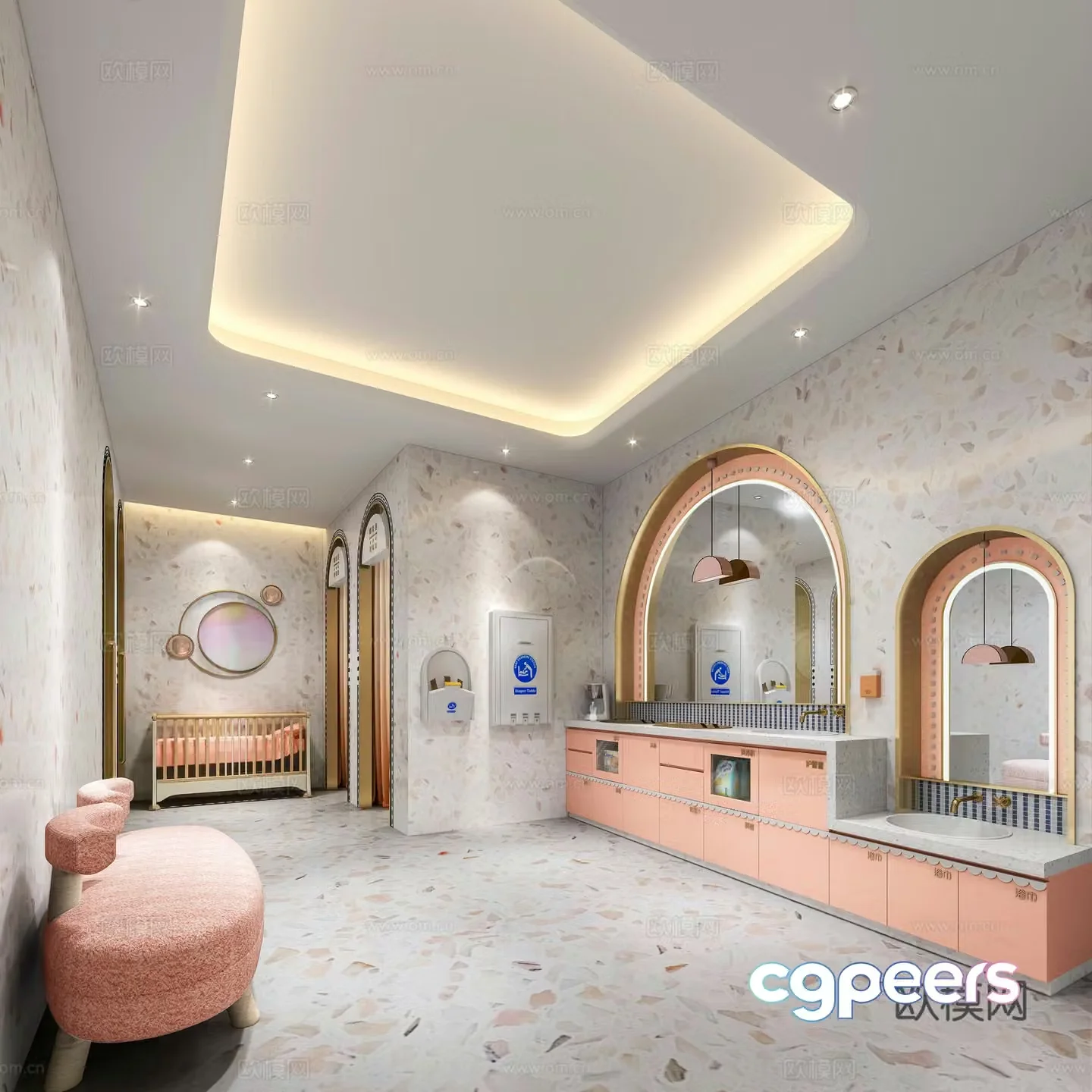 Modern multifunctional mother and baby room 3d model