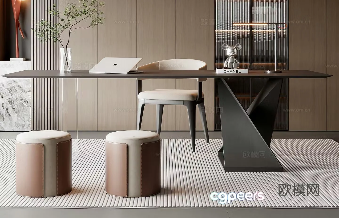 Modern desk and chair 3d model
