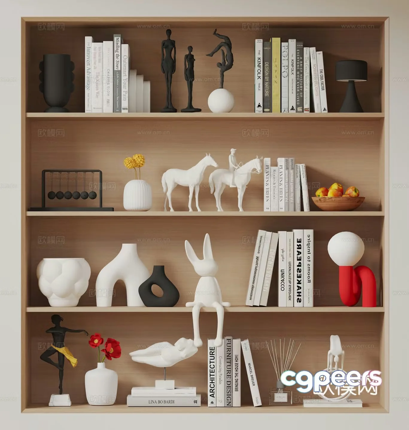 Modern jewelry ornaments books books rabbit cartoon sculpture 3d model