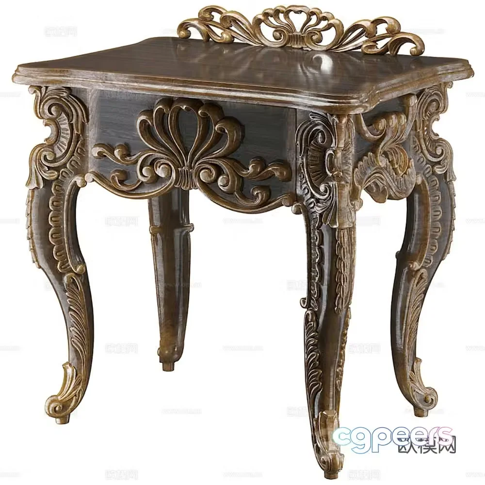 European style bedside table 3d model