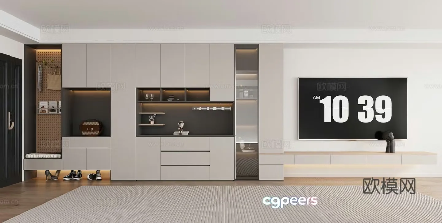 Modern shoe cabinet wine cabinet TV cabinet integrated cabinet jewelry ornaments sideboard 3D model