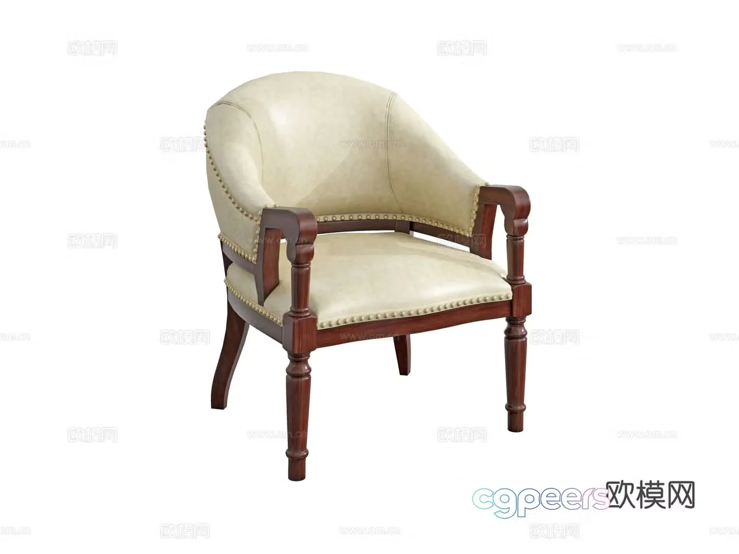 Simple European chair leisure chair 3d model