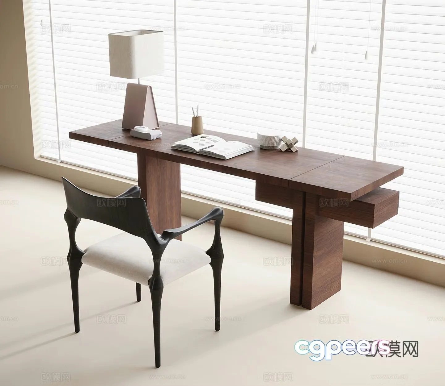 Medieval style desk chair desk 3d model