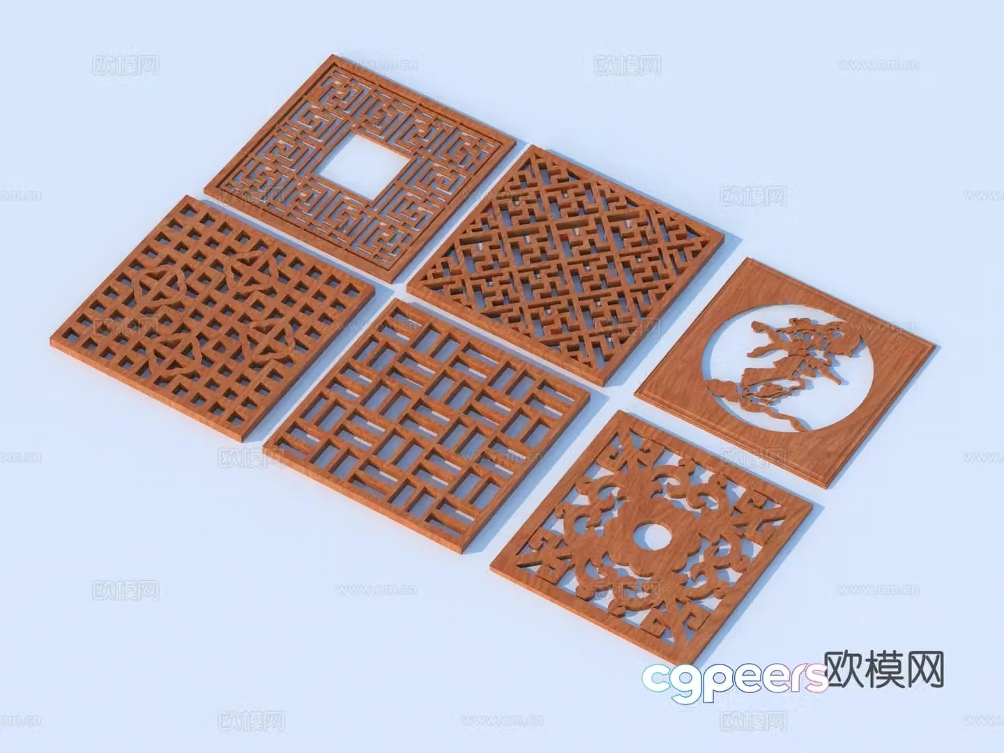 Carving window Grating window Hollow window Relief Wood carving 3D model