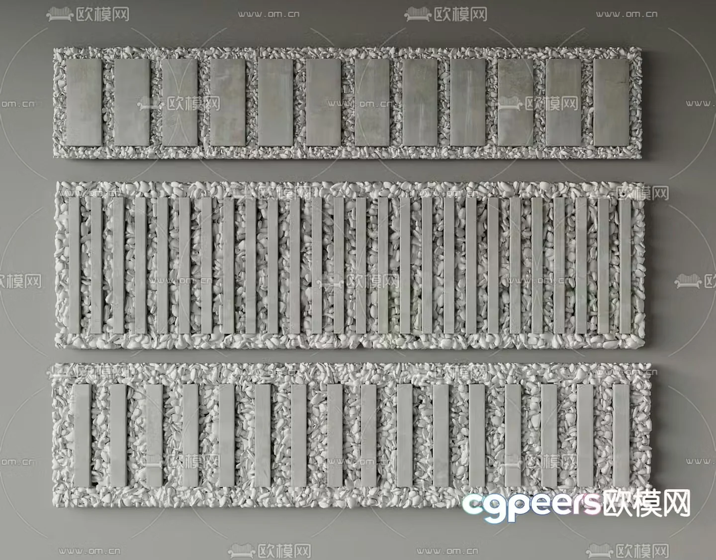 Landscape steps garden paving stone steps 3D model