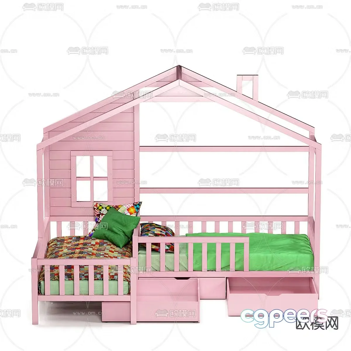 Modern children’s bed crib 3d model