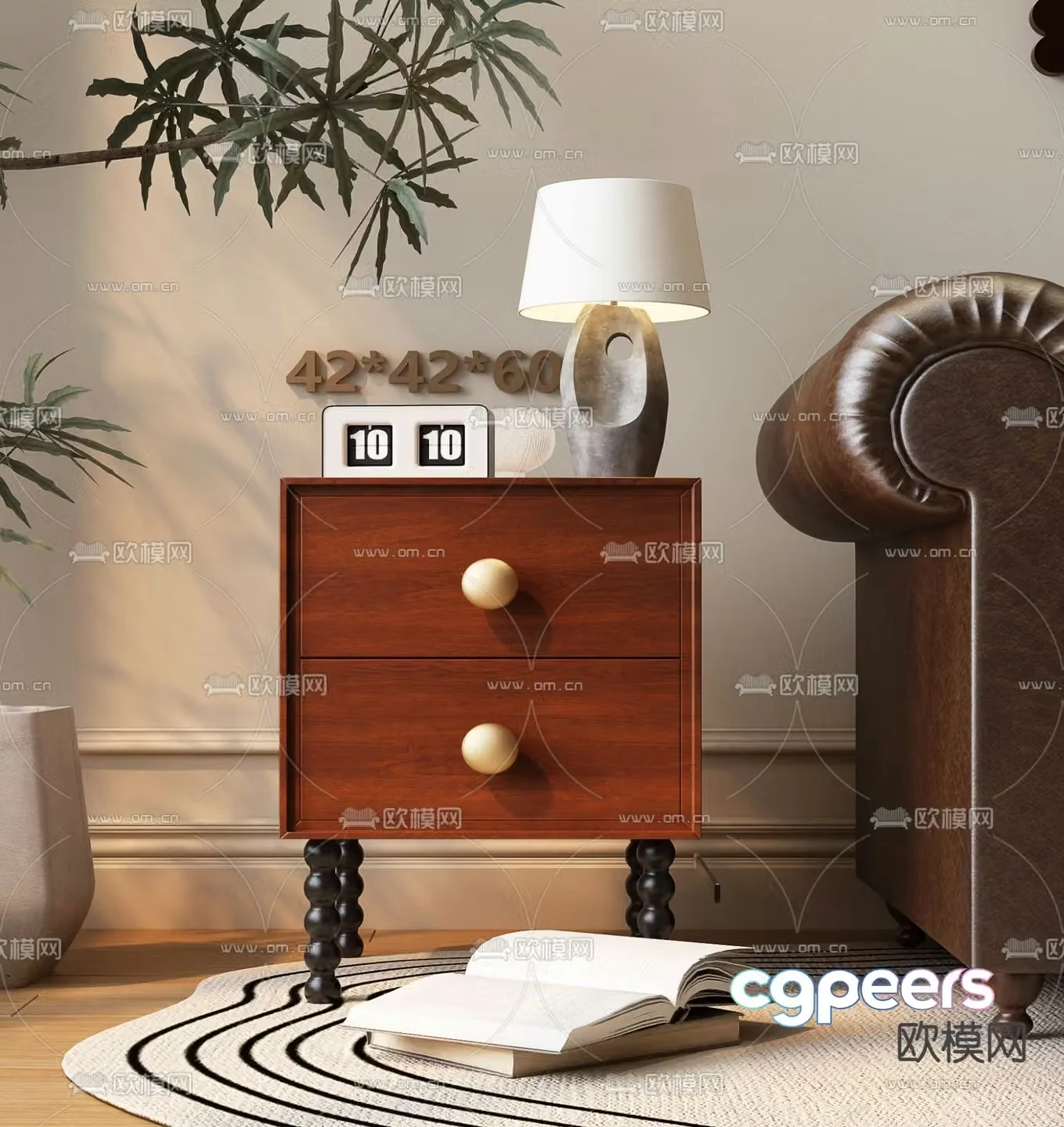Medieval style bedside table 3d model