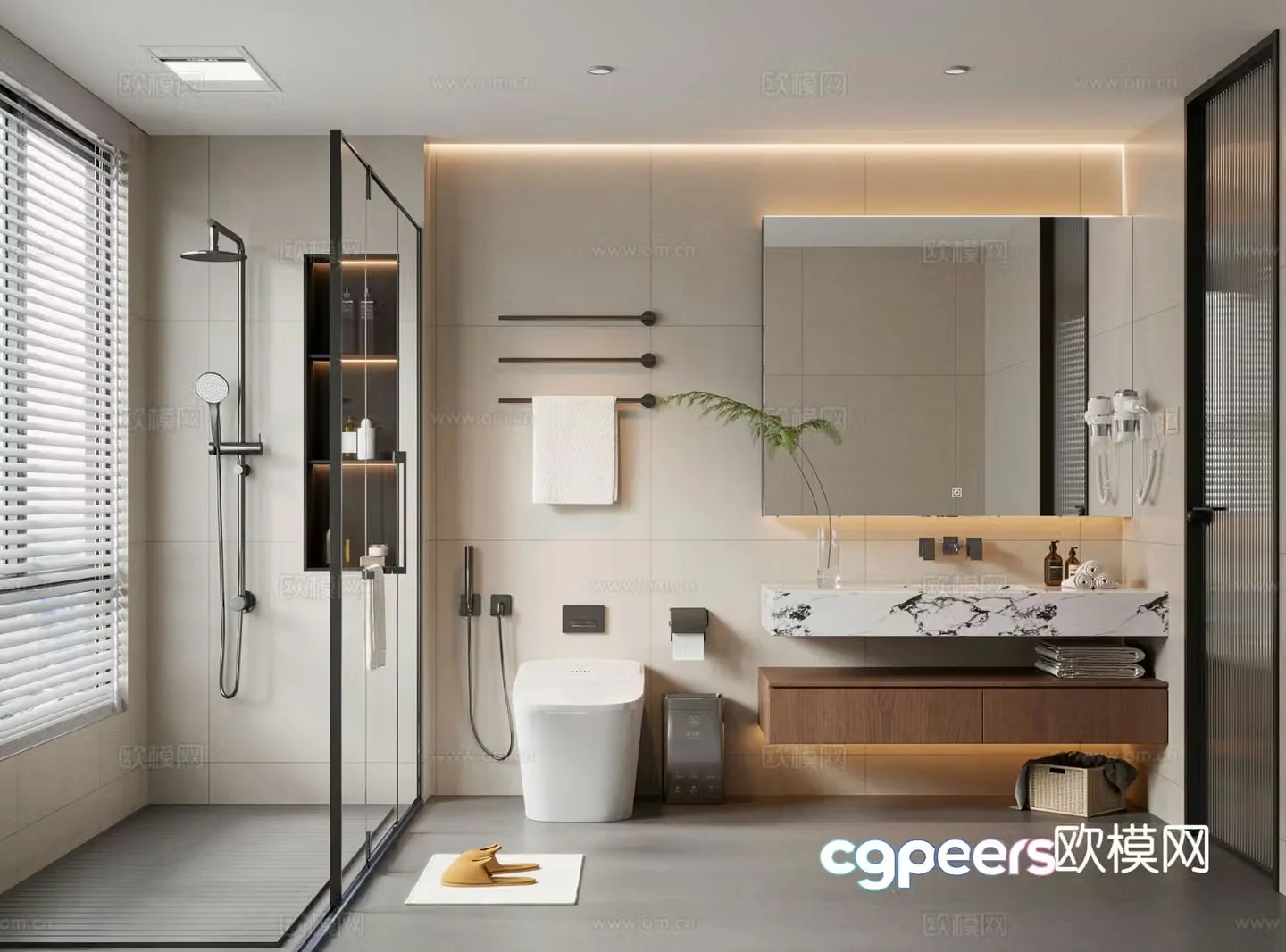 Cream style bathroom bathroom 3d model