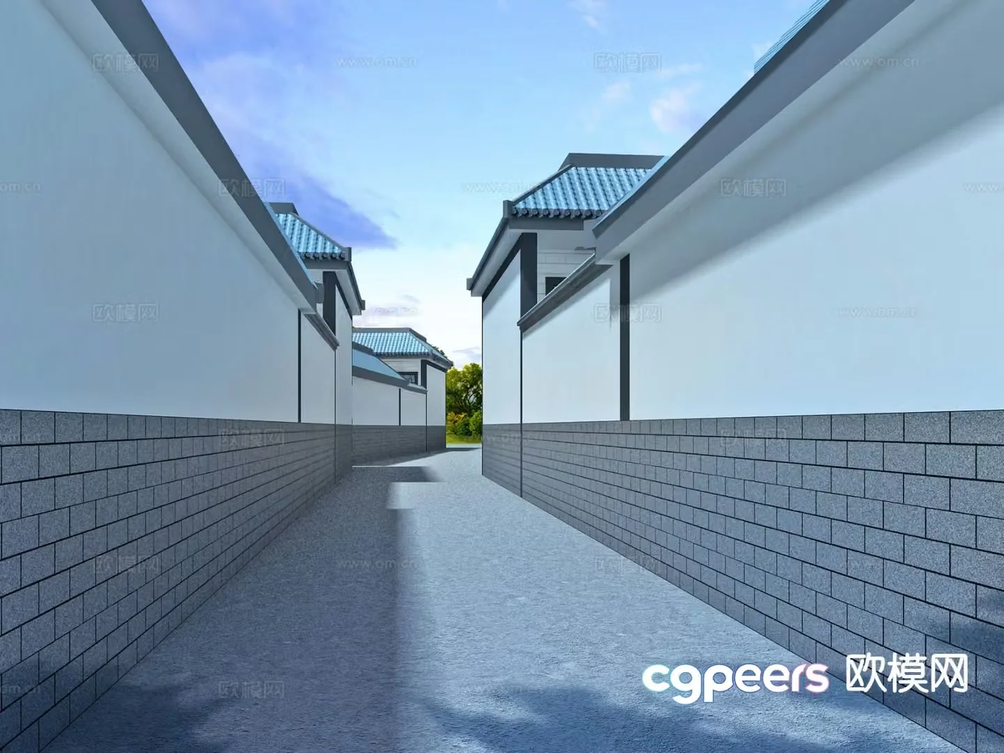 New Chinese style rural alley landscape 3D model