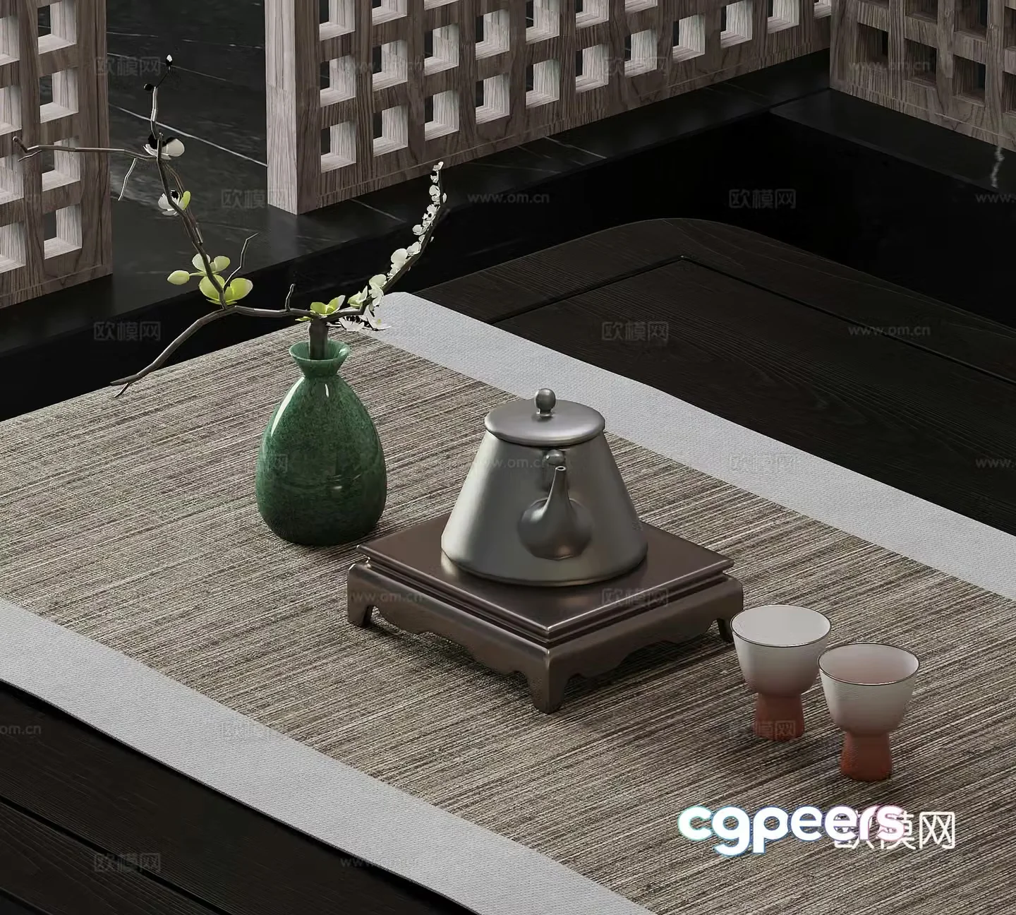 New Chinese style tea set teapot tea cup 3d model
