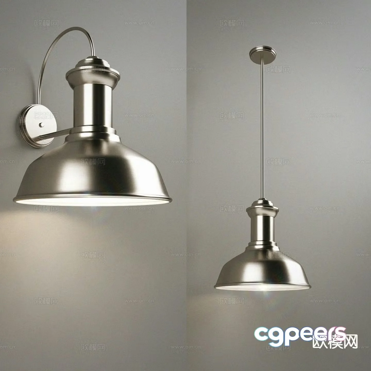 Industrial style single head chandelier wall lamp 3d model