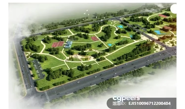 Aerial View Of A Park 3D Model – 4202 – VRAY Render