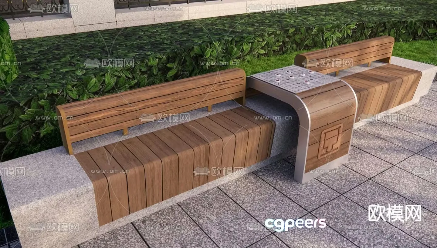 Outdoor chair park chair public chair landscape seat 3d model