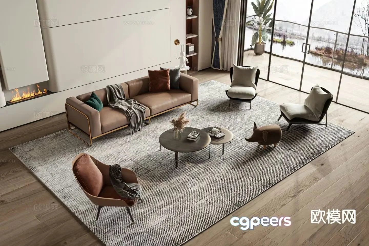 Modern sofa set 3d model