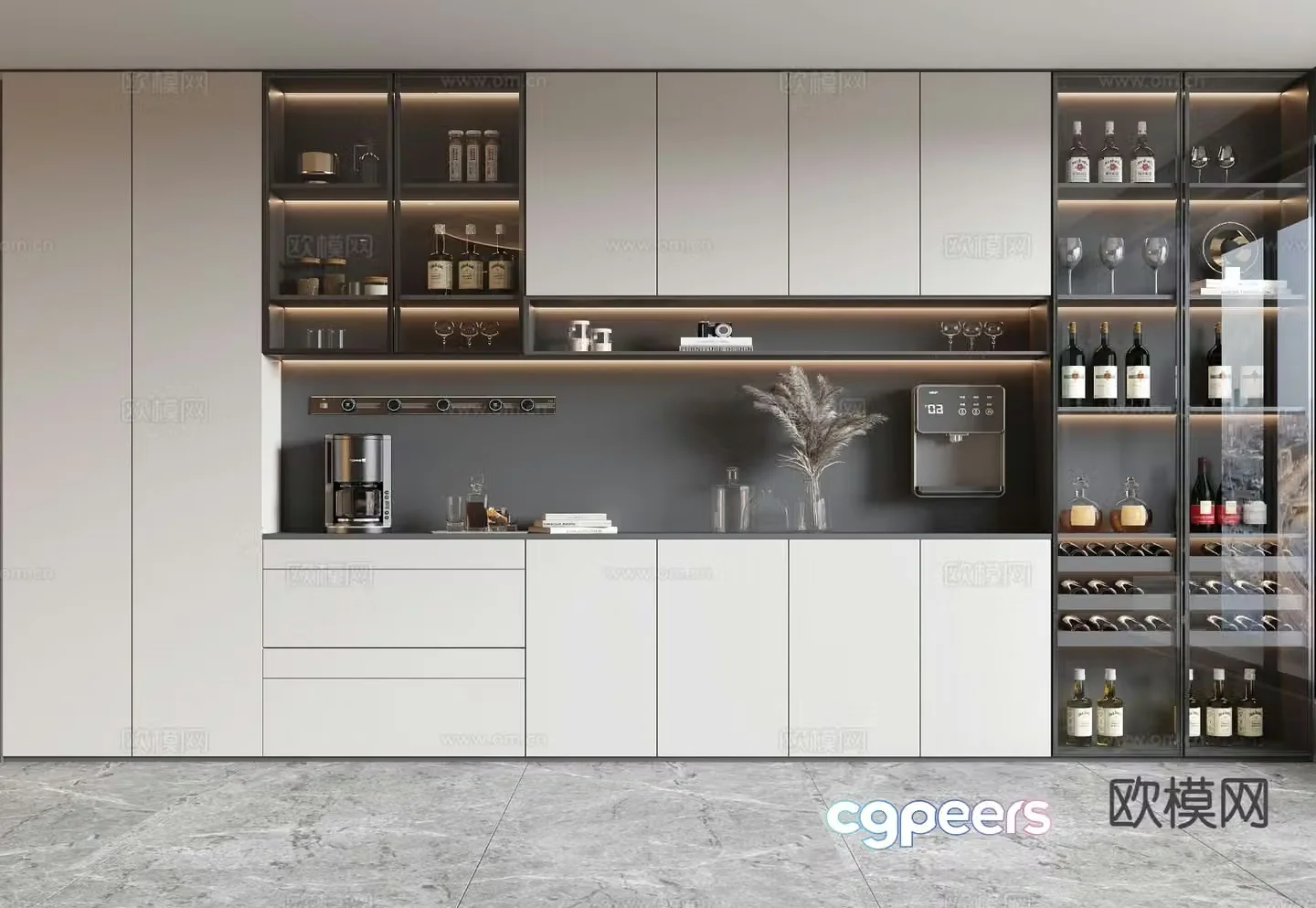 Modern wine cabinet sideboard 3d model