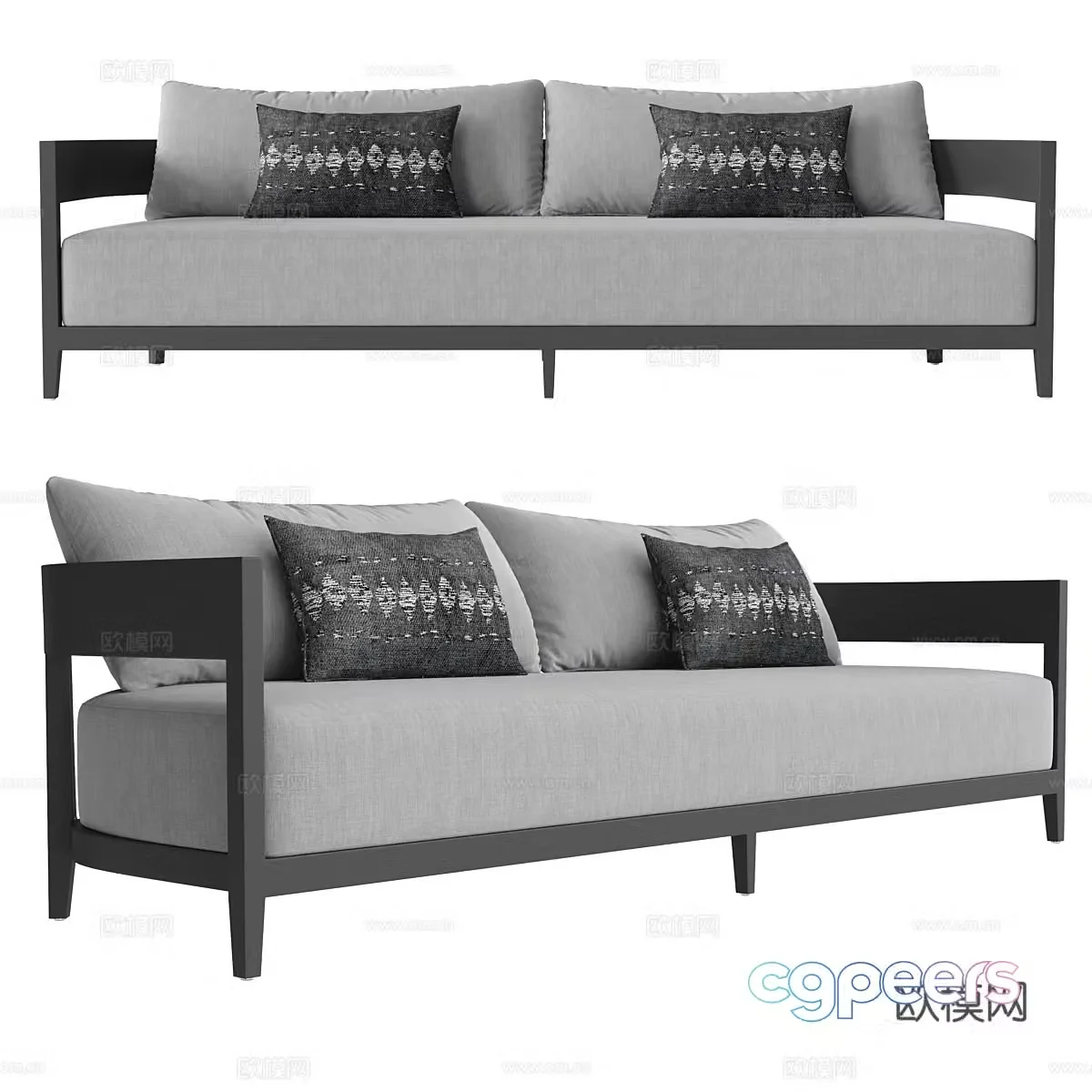New Chinese style double sofa 3D model
