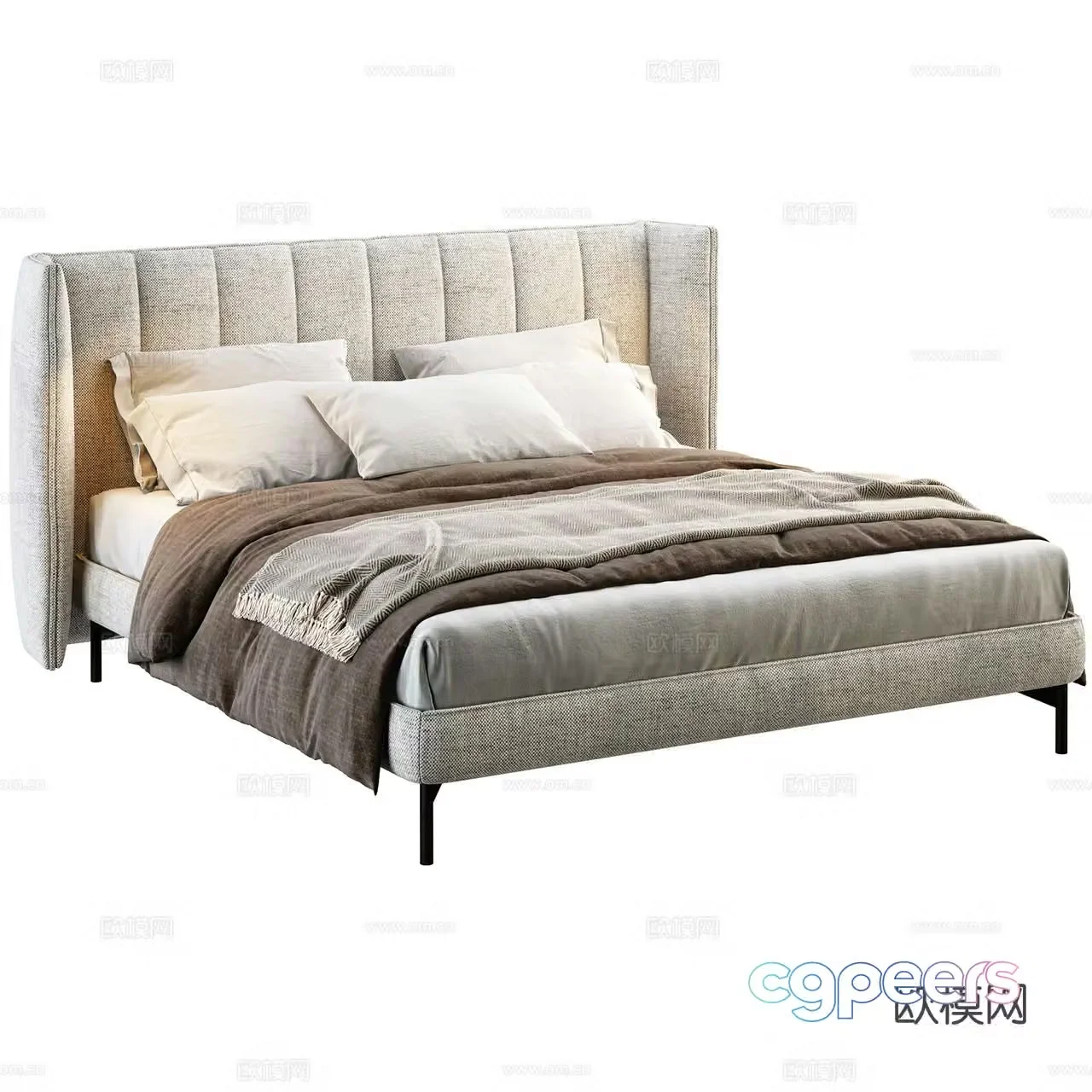 Twils Simple Double Bed Double Bed French Bed Italian Bed Simple European Bed 3D Model