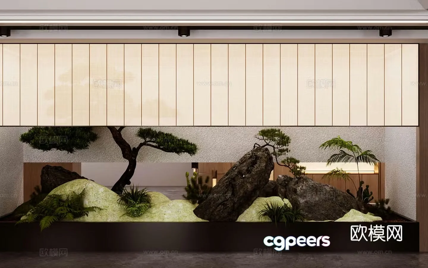 New Chinese Zen Pine Tree Landscape Sketch 3D Model
