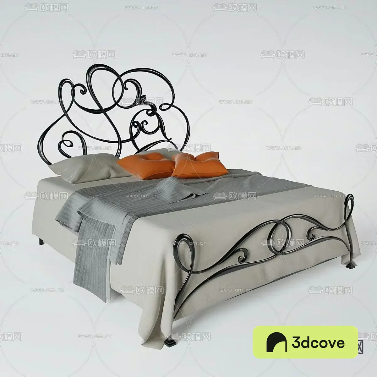 Iron double bed romantic bed