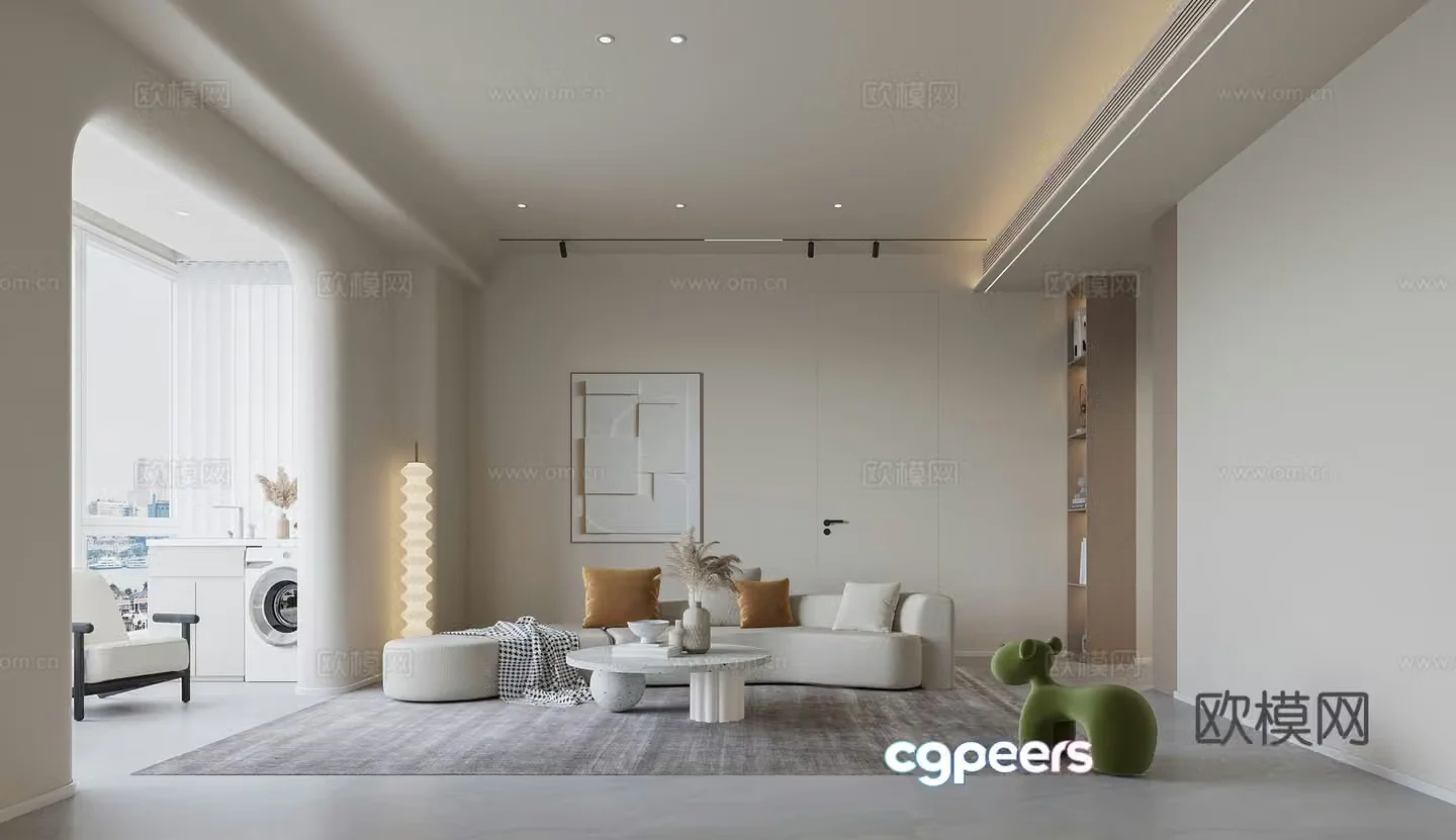 Creamy living room 3d model