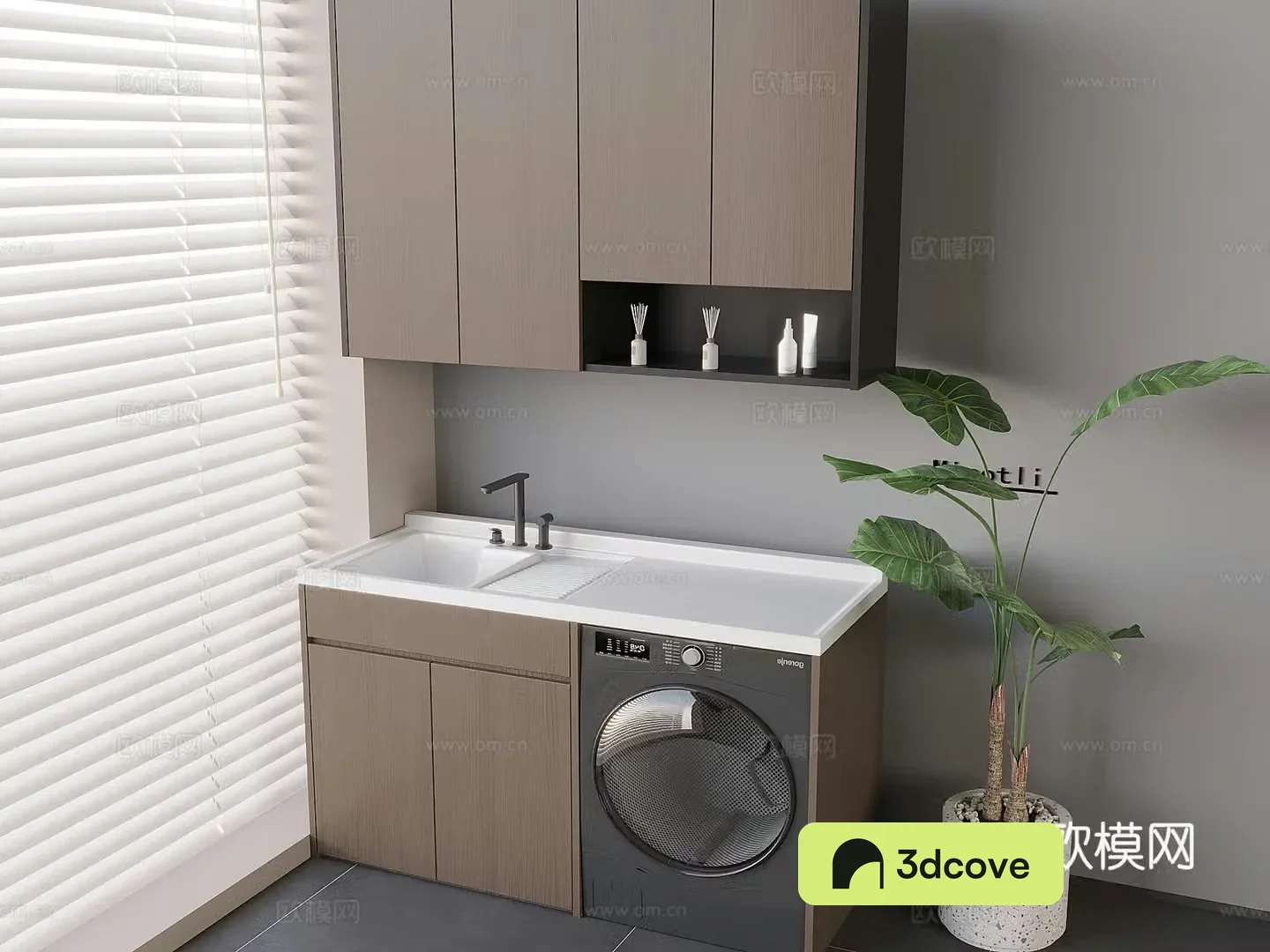 Nordic balcony washing machine cabinet drum washing and drying washing machine sink faucet aromatherapy