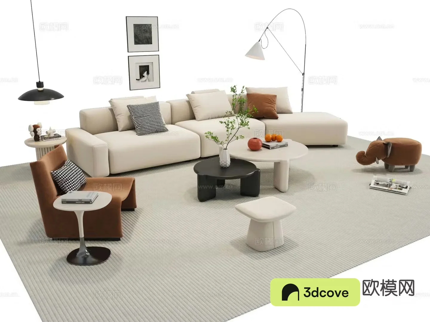 Creamy sofa combination sofa