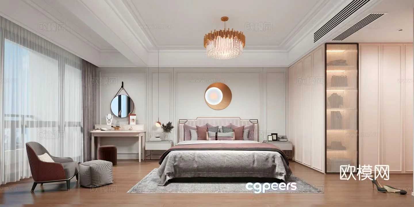 Modern bedroom girl room 3d model