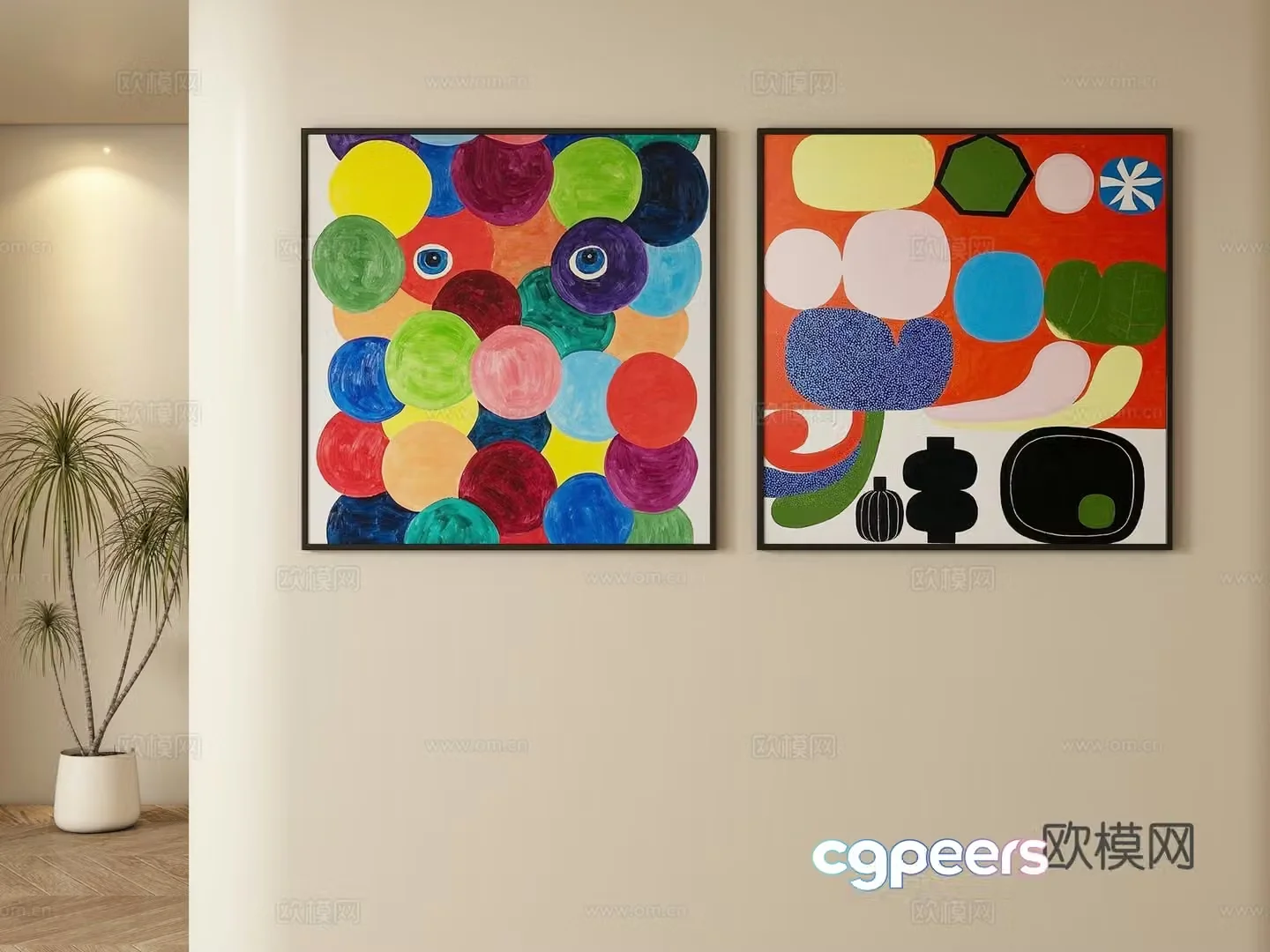Modern abstract decorative painting hanging painting 3d model