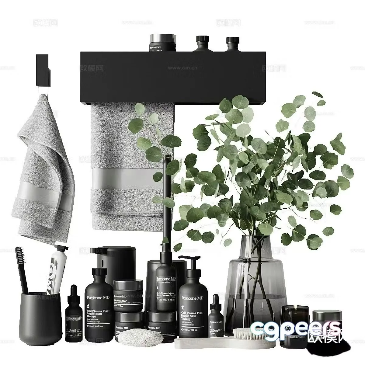 Toilets Towels Vases Scrubs 3D Model