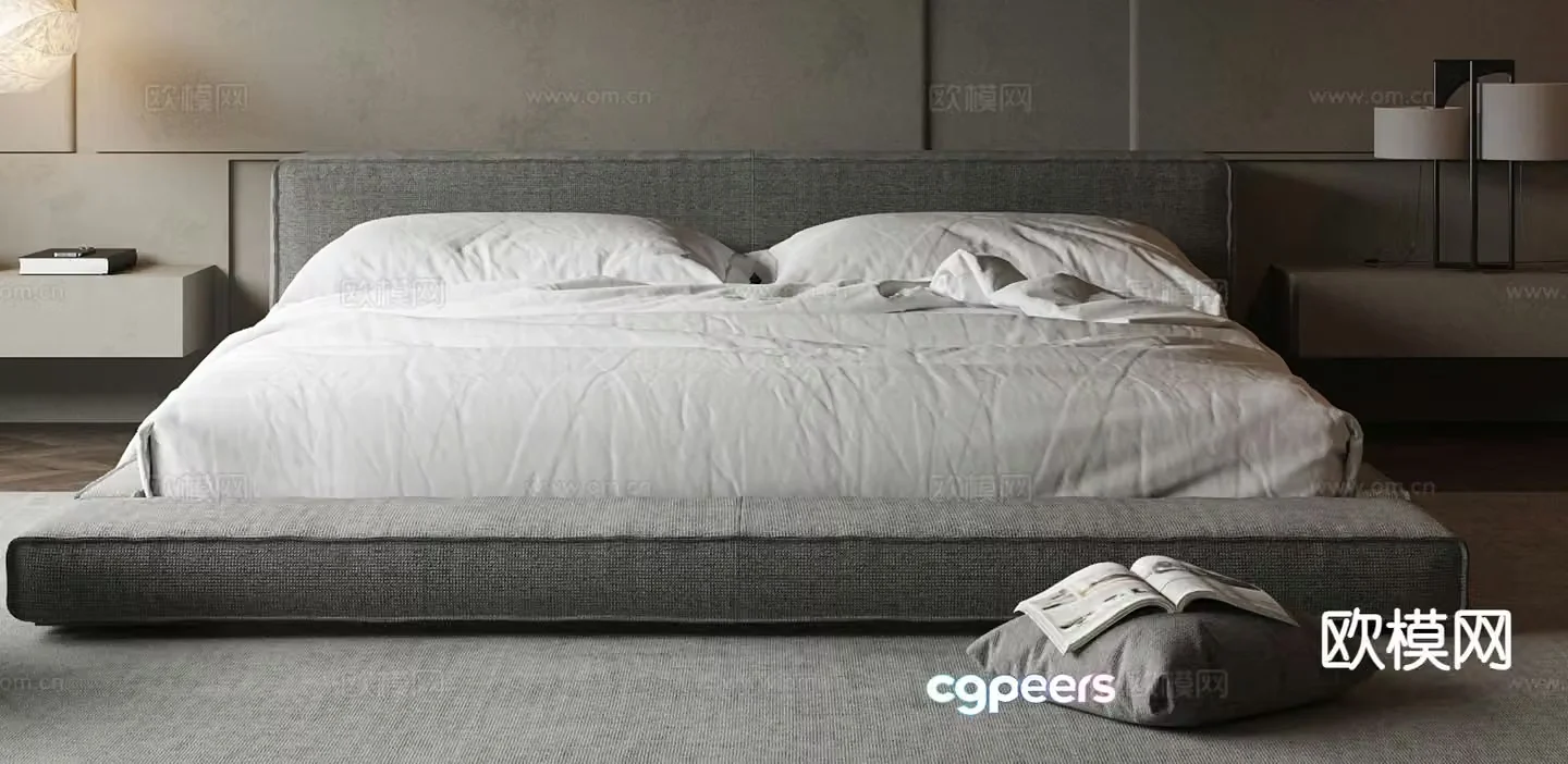 Modern double bed 3d model