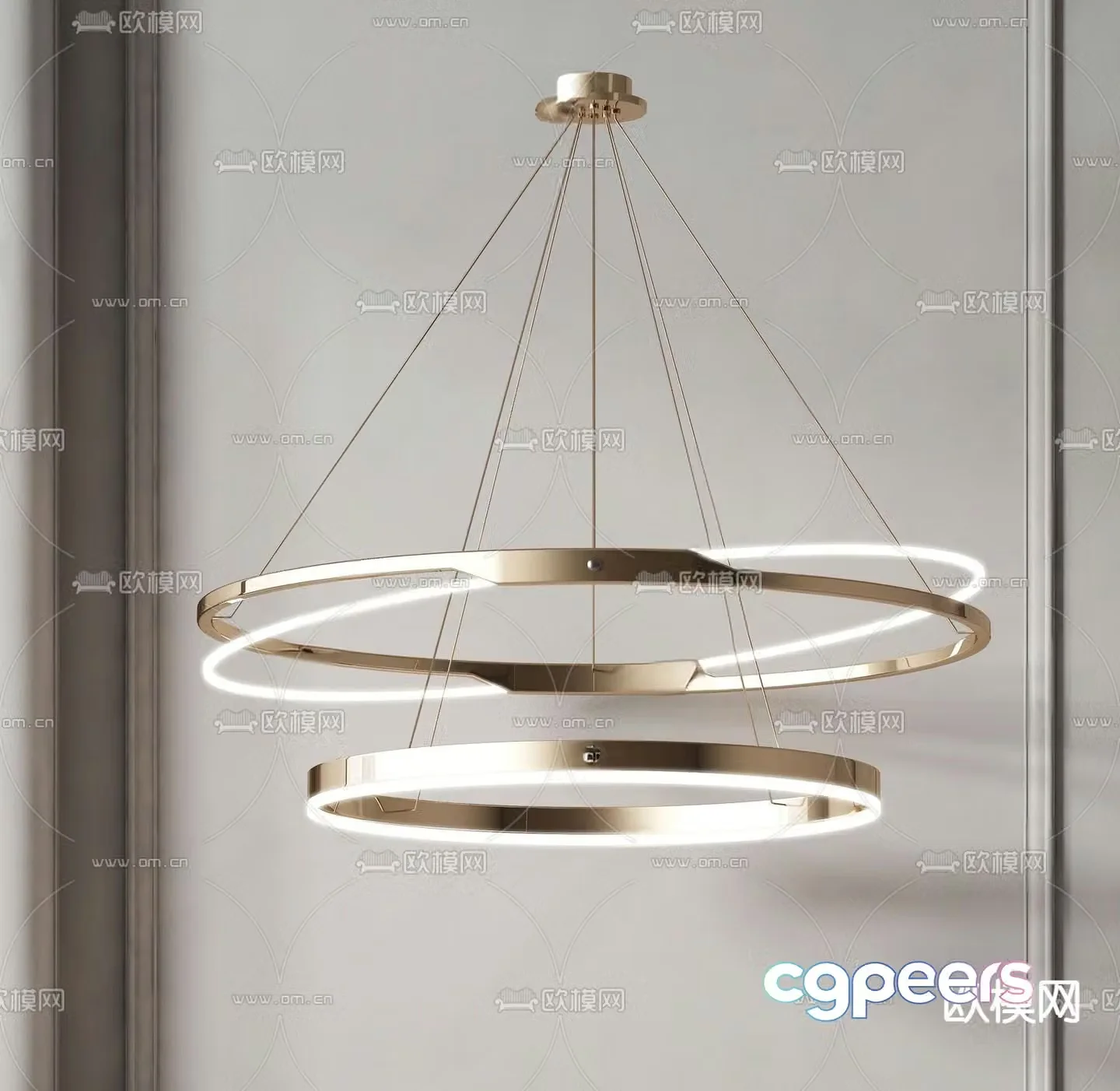Light luxury chandeliers ring chandeliers 3D model