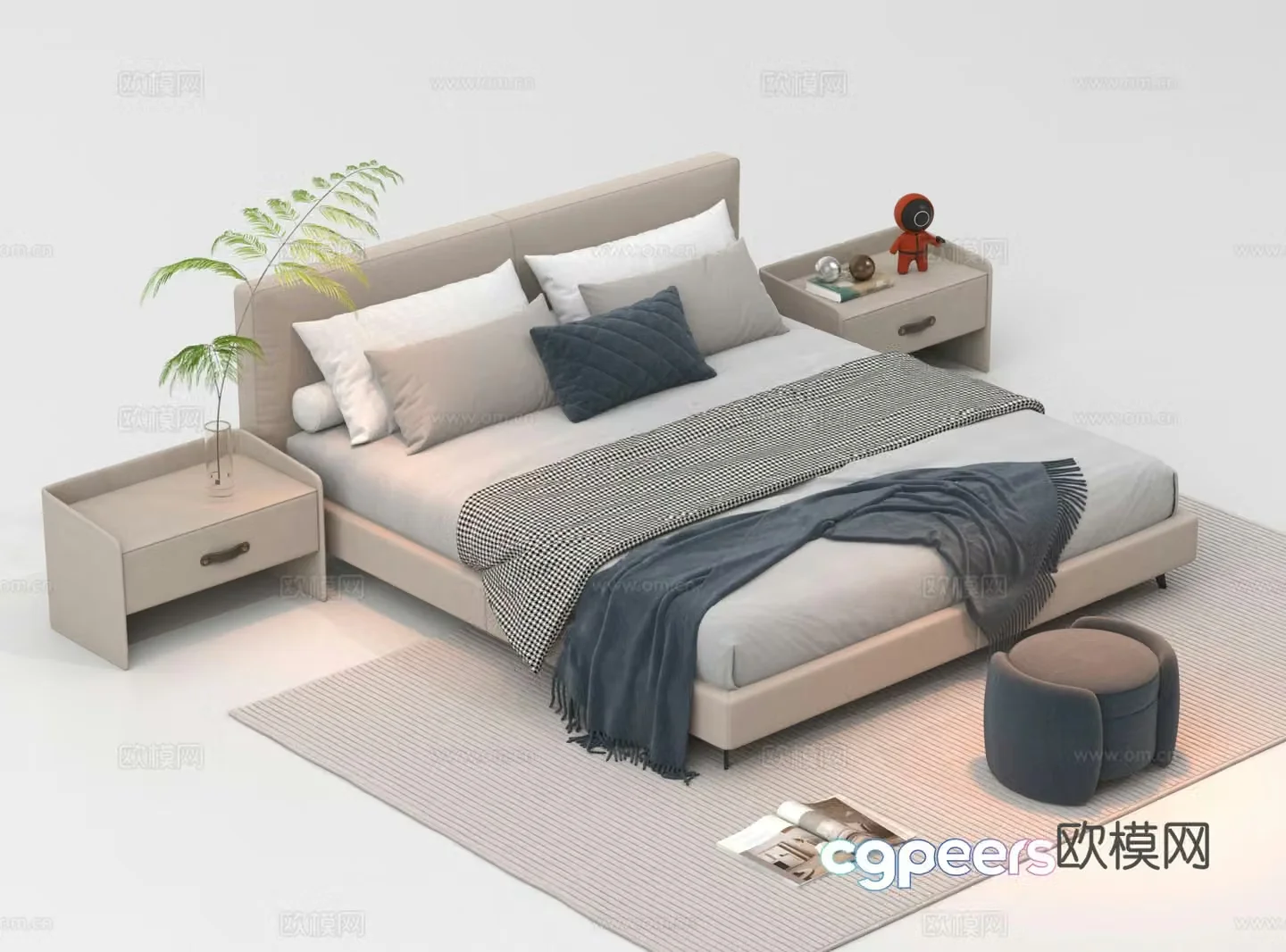 Double bed 3d model