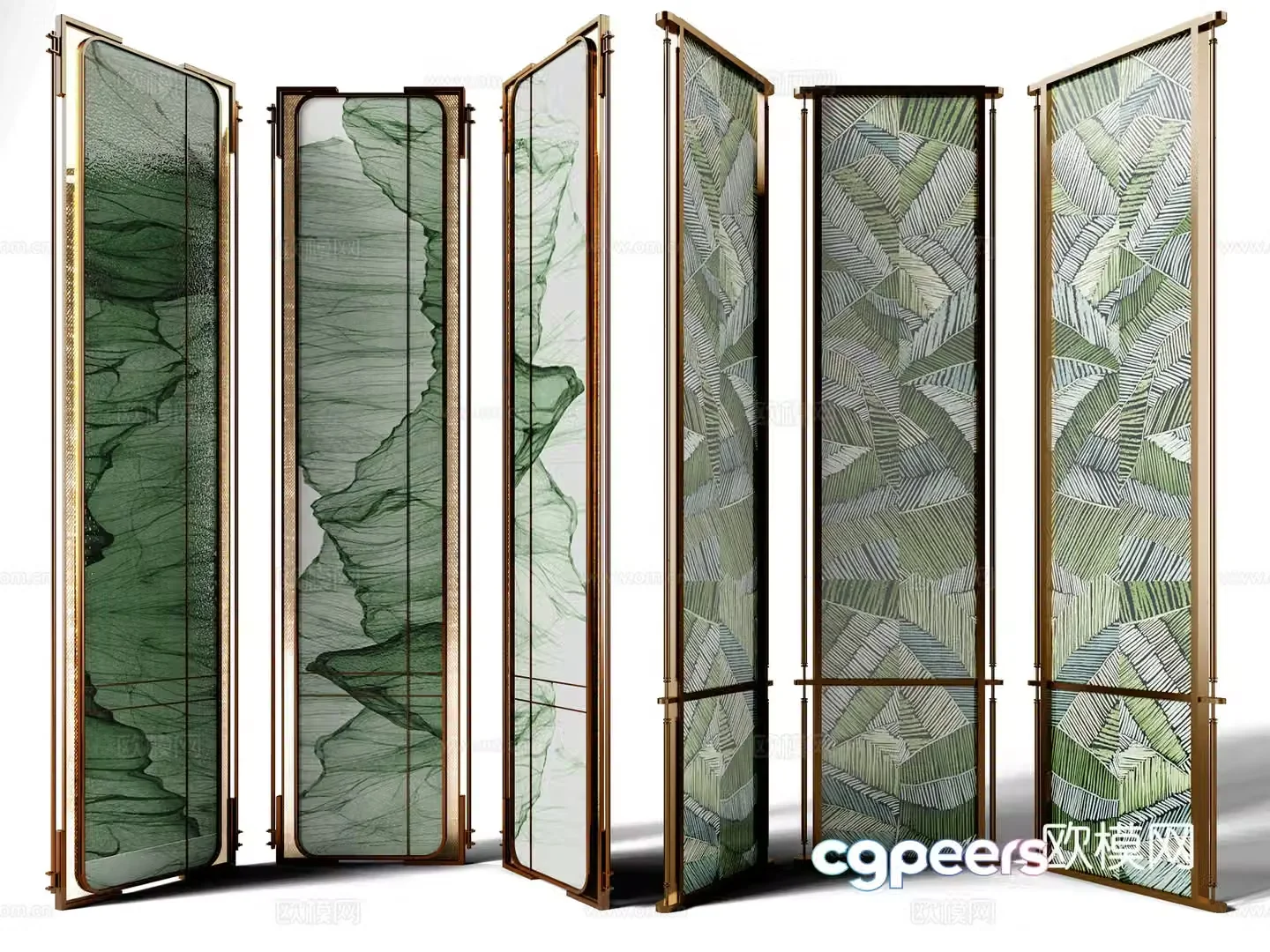 Light luxury screen folding screen 3d model