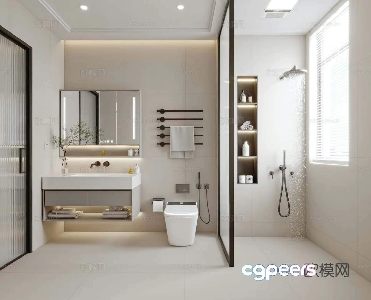 Modern bathroom cream bathroom 3d model