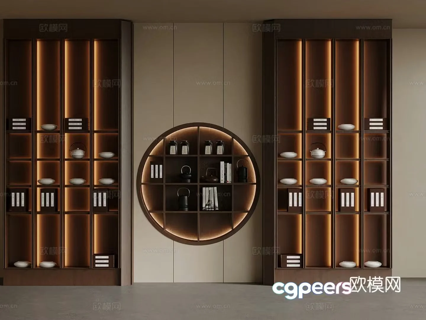 New Chinese style bookcase tea cabinet decorative cabinet 3d model