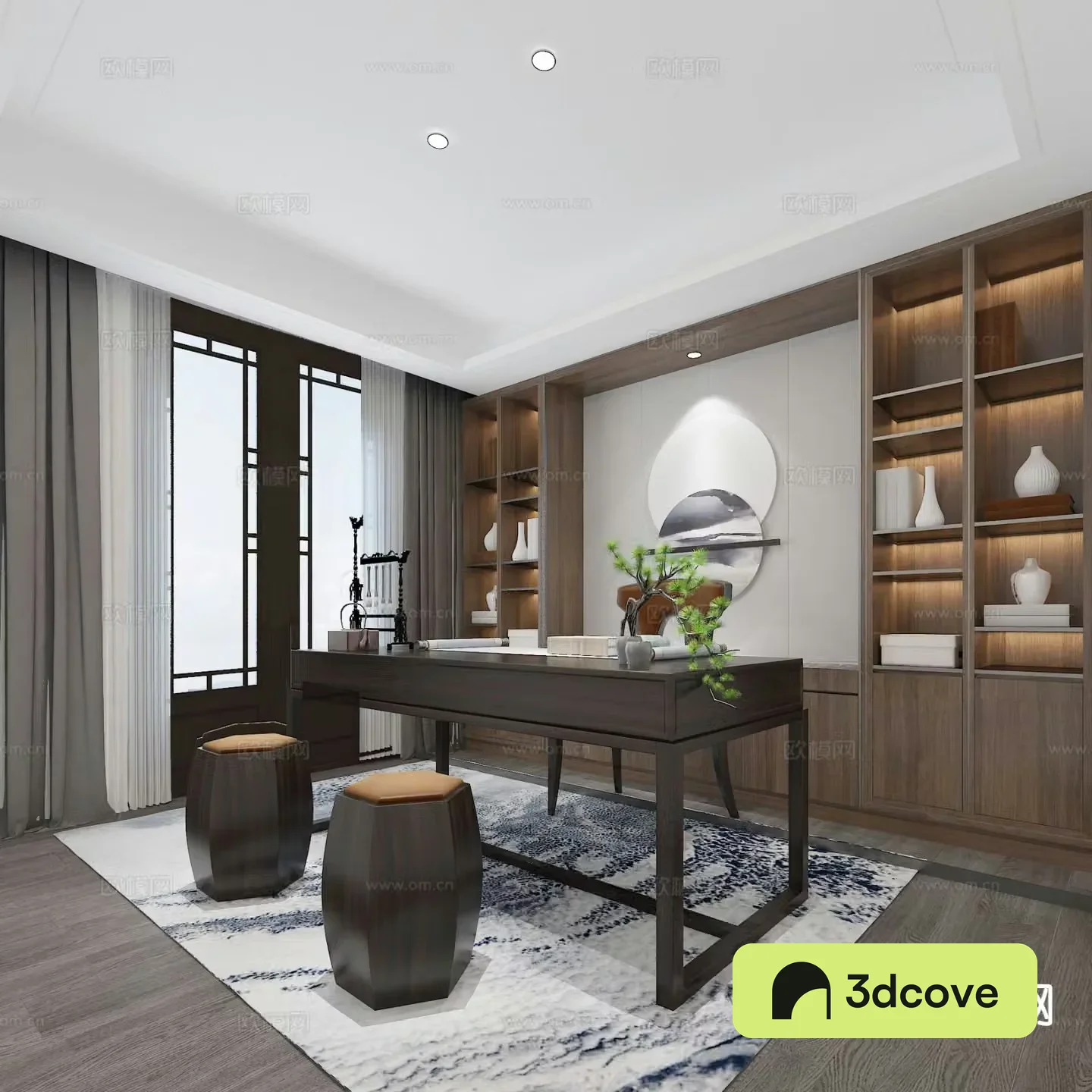 New Chinese style villa study