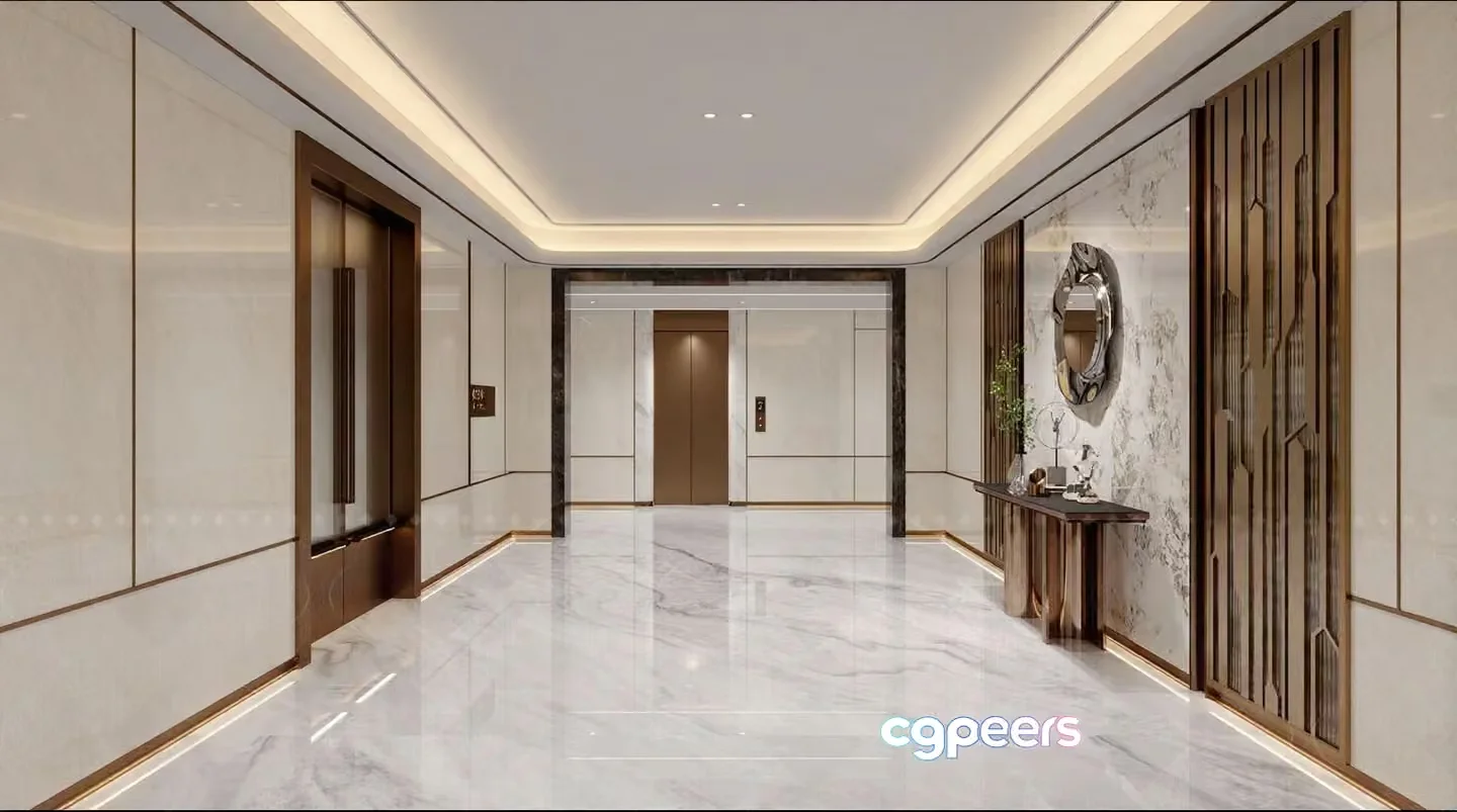 A Modern Hallway 3D Model – 17197 – VRAY Render
