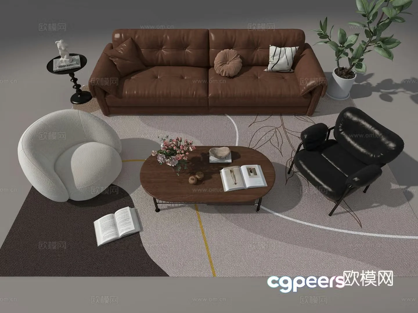 Middle-aged sofa set 3d model