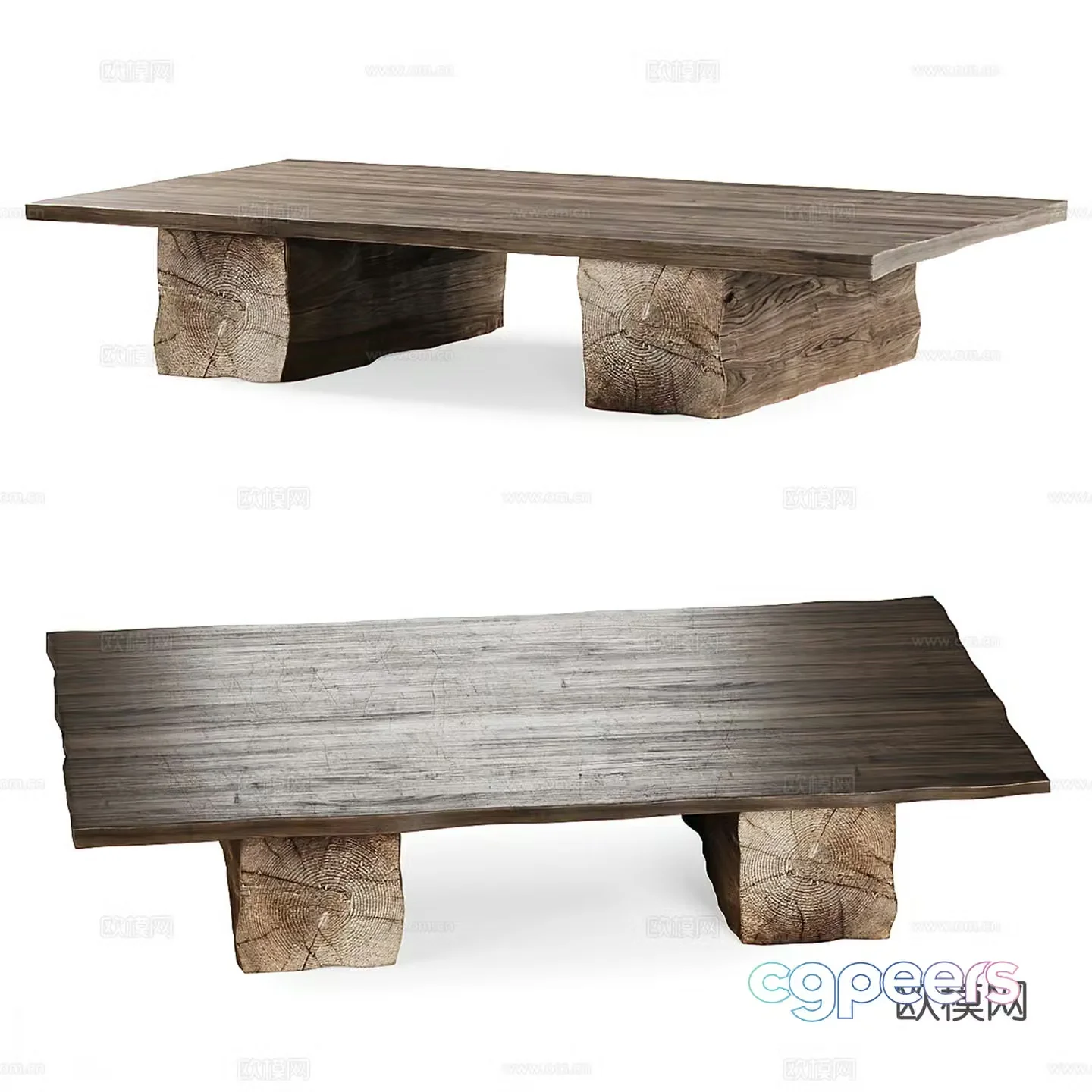 Log-Wind Tea Table Coffee Table 3D Model