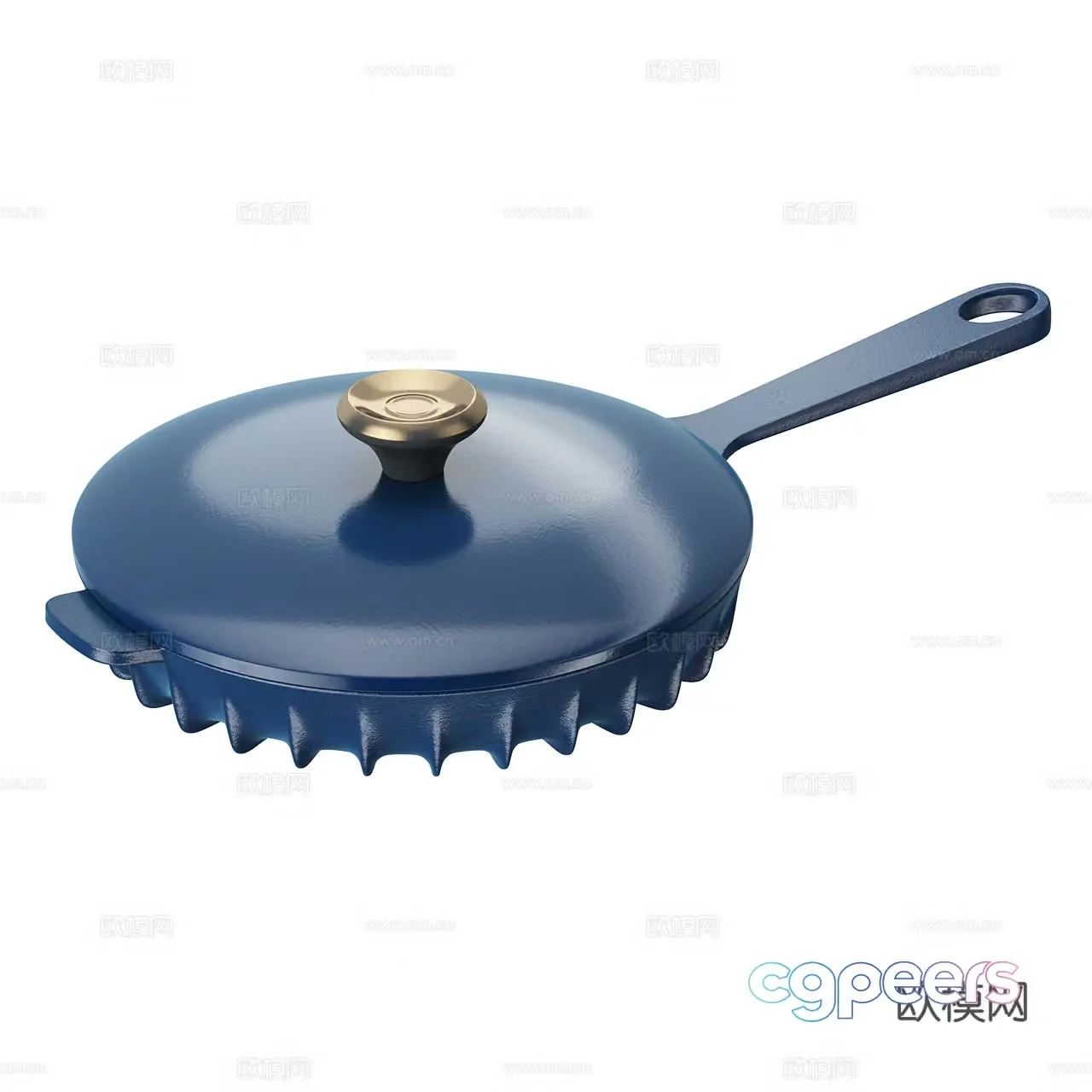 Fireup modern frying pan pan enamel pot blue pot 3d model