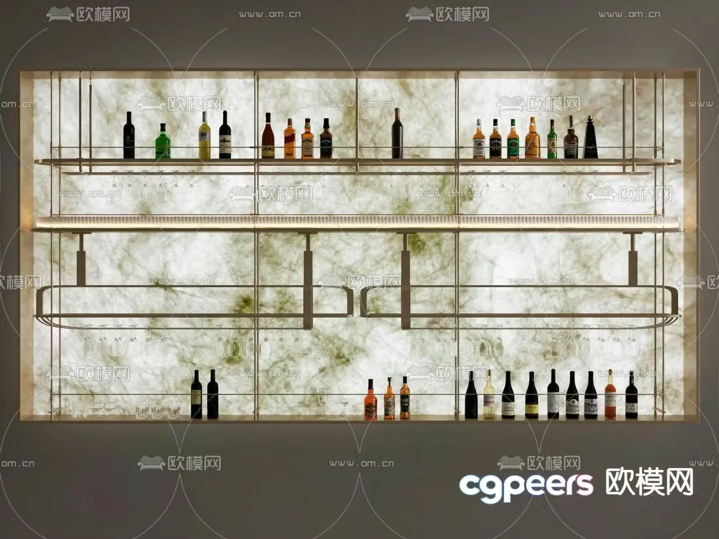 Modern wine cabinet Open wine cabinet 3D model