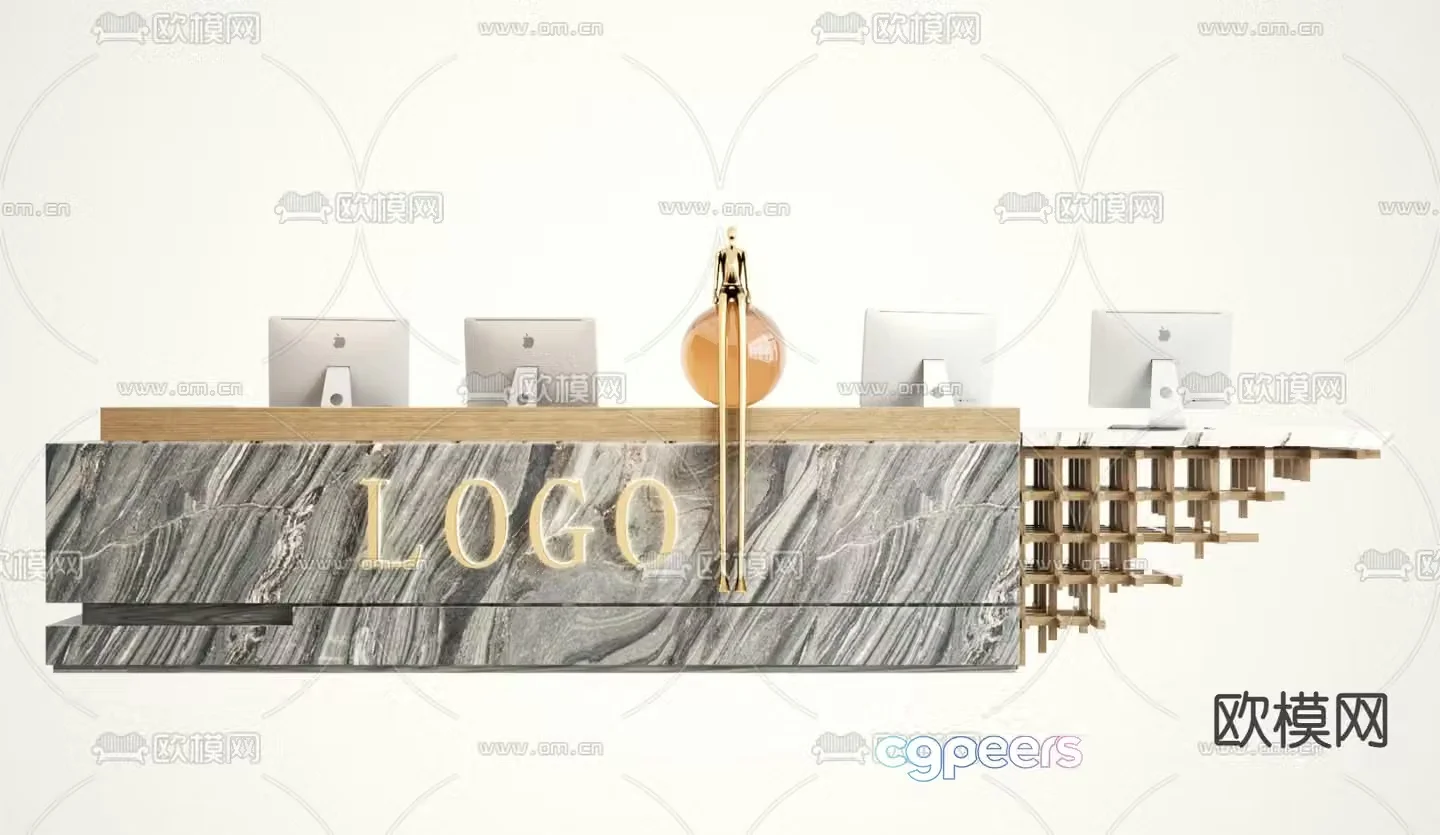 service desk reception desk front desk 3d model