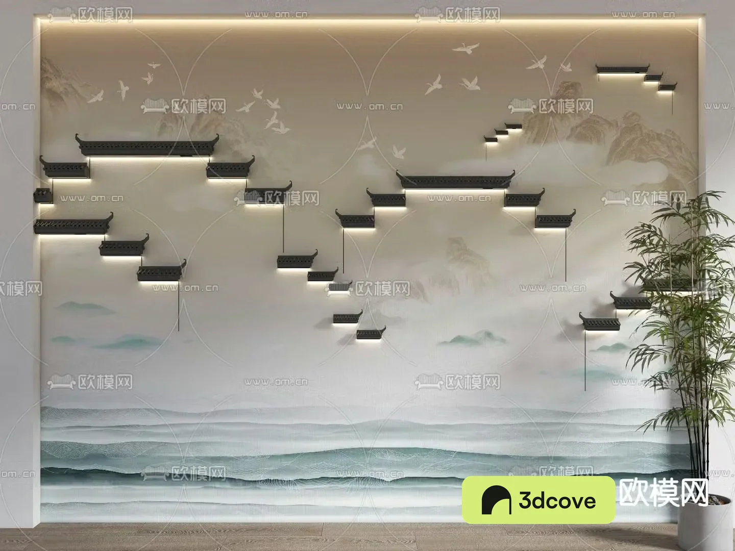 Chinese horse head wall background wall decorative wall