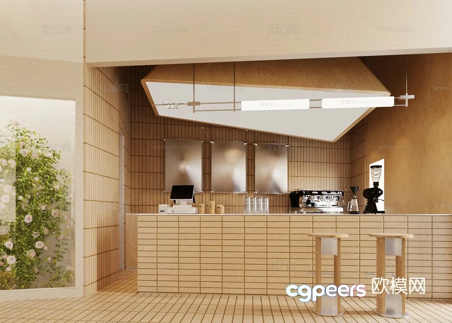 Log Cafe Milk Tea Shop 3D Model