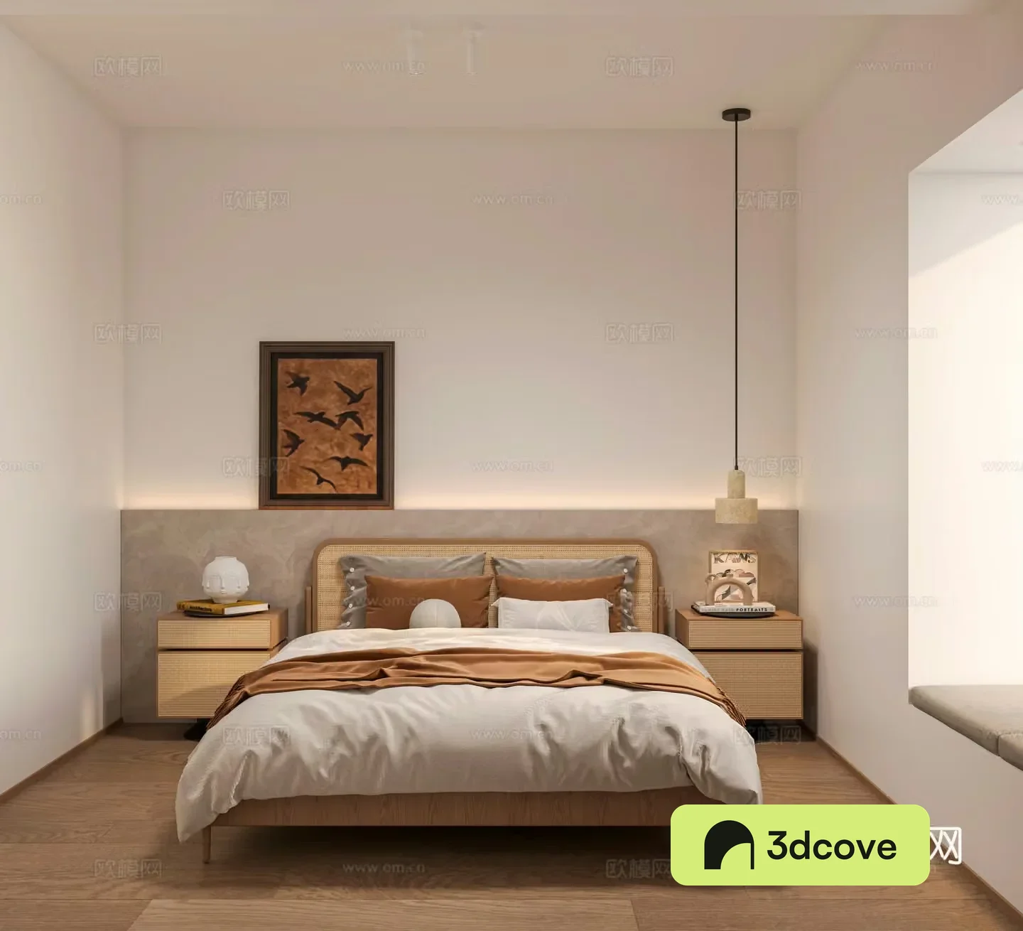 Middle style bedroom children’s desk 3D model