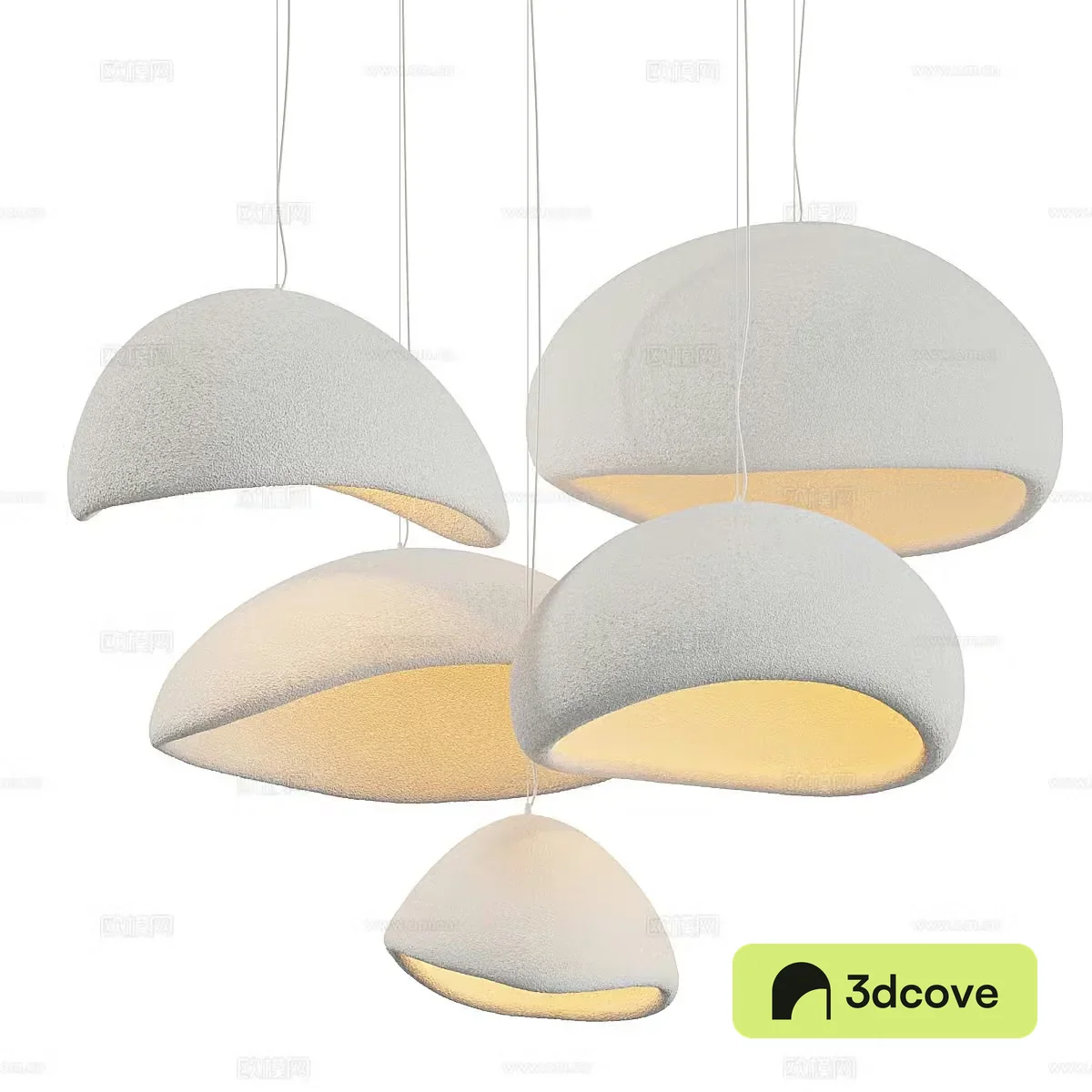 New Chinese style Wasabi pottery decorative chandelier 3D model