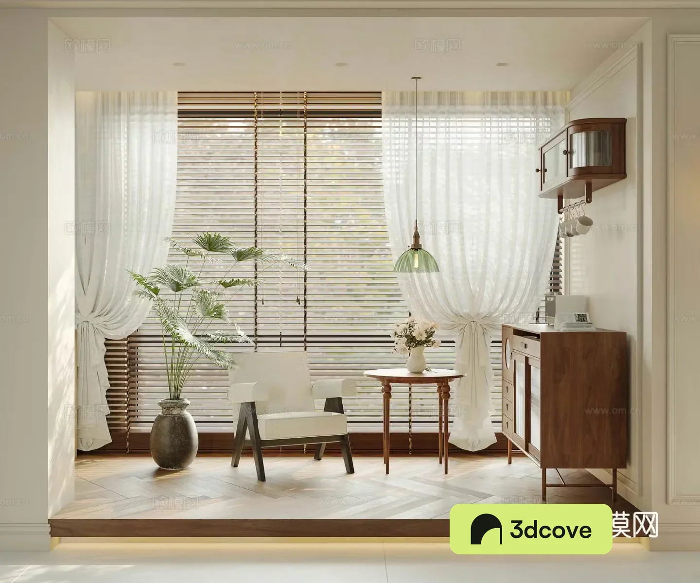 Medium style decoration cabinet Medium style leisure chair Solid wood single chair Ward cabinet Storage cabinet Balcony cabinet 3D model
